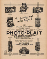 Apparecchi Fotografici PHOTO-PLAIT - Pubblicità D'epoca - 1936 Old Advert - Publicidad