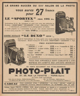 Macchina Fotografica SPORTEX - Photo-Plait - Pubblicità D'epoca - 1936 Ad - Advertising