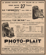 Macchina Fotografica SPORTEX - Photo-Plait - Pubblicità D'epoca - 1936 Ad - Publicidad