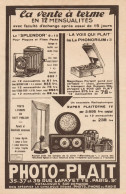 Apparecchi Fotografici PHOTO-PLAIT - Pubblicità D'epoca - 1931 Old Advert - Werbung