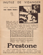 Liquido Antigelo PRESTONE - Pubblicità D'epoca - 1931 Old Advertising - Werbung