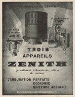 Carburatori E Filtri ZENITH - Pubblicità D'epoca - 1927 Old Advertising - Publicités