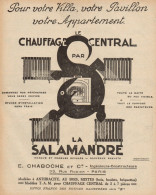 Chauffage Central LA SALAMANDRE - Pubblicità D'epoca - 1927 Old Advert - Werbung