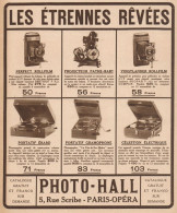PHOTO-HALL - Apparecchi Fotografici - Pubblicità D'epoca - 1930 Old Advert - Publicités