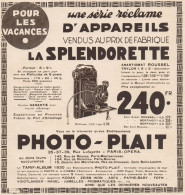 PHOTO-PLAIT - La Splendorette - Pubblicità D'epoca - 1930 Old Advertising - Publicidad