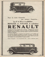 La 6 Cilindri RENAULT Monasix & Vivasix - Pubblicità D'epoca - 1928 Old Ad - Publicités