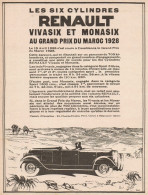 RENAULT Vivasix & Monasix Al G.P. Del Marocco - Pubblicità - 1928 Old Ad - Publicités