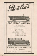 Automobili E Autobus BERLIET - Pubblicità D'epoca - 1922 Old Advertising - Werbung