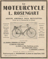 Motocicletta L. Rosengart - Pubblicità D'epoca - 1923 Old Advertising - Pubblicitari