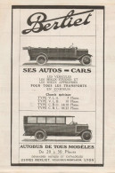 Automobili E Autobus BERLIET - Pubblicità D'epoca - 1922 Old Advertising - Publicités