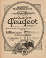 Automobile PEUGEOT La Quadrilette - Pubblicità D'epoca - 1921 Old Advert - Pubblicitari