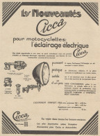 CICCA L'éclairage électrique Pour Motos - Pubblicità D'epoca - 1930 Old Ad - Publicidad