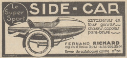 SIDE-CAR Supersport - Fernand Richard - Pubblicità D'epoca - 1931 Old Ad - Pubblicitari