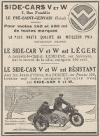 Sidecars V Et W - Pubblicità D'epoca - 1931 Old Advertising - Publicités