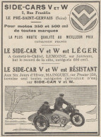 Sidecars V Et W - Pubblicità D'epoca - 1931 Old Advertising - Werbung