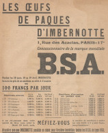 Motocyclette B.S.A. - Pubblicità D'epoca - 1930 Old Advertising - Publicités