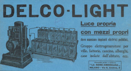 DELCO-LIGHT Luce Propria Con Mezzi Propri - Pubblicità D'epoca - 1924 Ad - Werbung