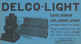 DELCO-LIGHT Luce Propria Con Mezzi Propri - Pubblicità D'epoca - 1924 Ad - Publicités