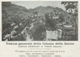 Colonia Della Salute Carlo ARNALDI - Uscio - Pubblicità D'epoca - 1924 Ad - Werbung