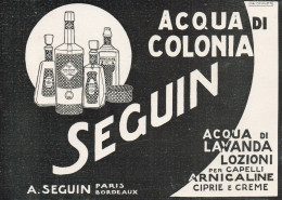 Acqua Di Colonia SEGUIN - Pubblicità D'epoca - 1924 Old Advertising - Pubblicitari