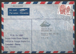 1988 Koniz Commercial Cheese Cover To Czechoslovakia - Storia Postale