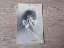 CPA PHOTO GRETA REINWALD VOILE FLEURS CHEVEUX - Ritratti