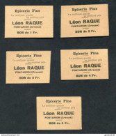 Série De 5 Jeton-carton De Nécessité "Bon-prime Epicerie Fine - Léon Raque à Pontarion (Creuse) Près De Guéret" - Noodgeld
