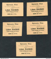 Série De 5 Jeton-carton De Nécessité "Bon-prime Epicerie Fine - Léon Raque à Pontarion (Creuse) Près De Guéret" - Monedas / De Necesidad