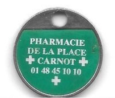 Jeton De Caddie  Ville  ROMAINVILLE  ( 93 ), Médiical, PHARMACIE  DE  LA  PLACE  CARNOT  Verso  Vierge - Einkaufswagen-Chips (EKW)