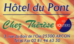 25  ARCON    -PUB - CARTE VISITE -HOTEL CHEZ THERESE - Altri & Non Classificati