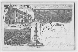 39123506 - Lithographie Solingen Mit Postgebaeude Und Wupperbruecke Mit Restaurant Gelaufen. Leicht Fleckig, Knick Unte - Solingen