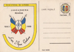 ROMANIA / GENDARMERIE ROUMAINE - 1993 - ENTIER POSTAL ILLUSTRÉ / STATIONERY PICTURE POSTCARD : 17 LEI (an659) - Ganzsachen