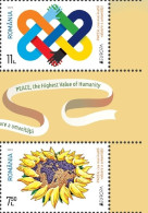 ROMANIA  2023  EUROPA CEPT- PEACE Set Of 2 Stamps With Label MNH** - 2023