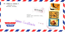 Ecuador, 1975/6, Reg. Letter To Berlin, Three Topics, Attractive Franking, Very Clean Obliteration - Ecuador