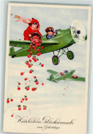 39193506 - Kinder Streuen Rosen Aus Dem Flugzeug , Geburtstag AK - Andere & Zonder Classificatie