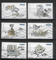 France 2010  Oblitéré  Autoadhésif  N° 474 - 475 - 476 - 478 - 480 - 482   -    Sourires Avec Personnages De Bloch - Used Stamps