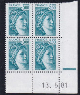 France 1981 Cat. Yvert N° 2123 ** Type Sabine. Coin Daté 13.05.81. - 1980-1989