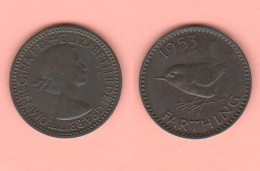 Great Britain FARTHING 1953 Victoria Queen England Inghilterra United Kingdom - B. 1 Farthing