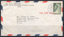 Curacao 1937 - 12-1/2 Cents Queen, Oil Company, Aruba To USA - Curacao, Netherlands Antilles, Aruba