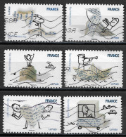 France 2010  Oblitéré  Autoadhésif  N° 474 - 475 - 476 - 478 - 479 - 480    -    Sourires Avec Personnages De Bloch - Used Stamps