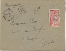 LETTRE RECOMMANDEE AFFRANCHIE N°119 - TYPE MERSON - OBLITEREE CAD LES SABLES D'OLONNE -1906 - Oblitérations Mécaniques (flammes)