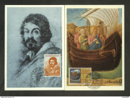 ITALIE - ITALIANA - 2 Cartes MAXIMUM 1961 - CARAVAGGIO - IL VIAGGIO DI S. PAOLO VERSO ROMA - Cartas Máxima