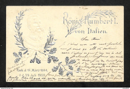 Konig Humbert I Von Italien - Roi Humbert I D'Italie -  Carte Relief Argentée - 1900 - Familles Royales