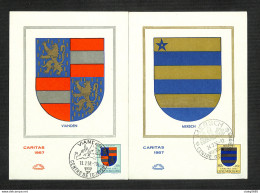 LUXEMBOURG - 2 Cartes MAXIMUM 1958 - Armoiries - VIANDEN - MERSCH - Cartoline Maximum