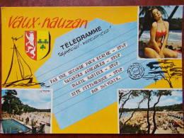 17 - VAUX - NAUZAN - Multivues Sous Forme De Télégramme Avec Blason Et Pin Up. (CPSM) - Vaux-sur-Mer