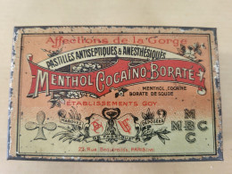 BOITE MEDICAMENTS MENTHOL COCAINO BORATE /AFFECTIONS DE LA GORGE - Boxes