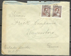 Argentina 1945 Pair 10c Rivadavia To Waynesboro PA USA - Cartas & Documentos
