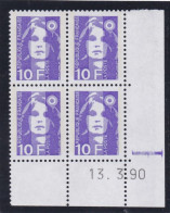 France 1990 Cat. Yvert N° 2626 ** Type Marianne Du Bicentenaire. Coin Daté 13.3.90 . - 1990-1999