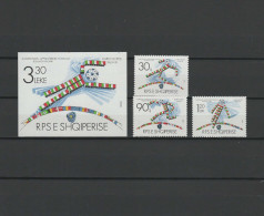 Albania 1990 Football Soccer World Cup Set Of 3 + S/s MNH - 1990 – Italy