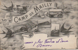 WA 21-(10) " JE VOUS ENVOIE  DU CAMP DE MAILLY " - CARTE FANTAISIE MULTIVUES AVEC HIRONDELLES ET COLOMBES - 2 SCANS - Mailly-le-Camp